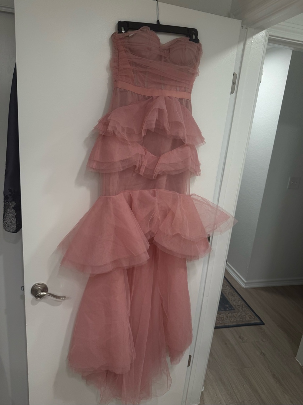 Strapless Pink Ruffled Tulle Kids Dress